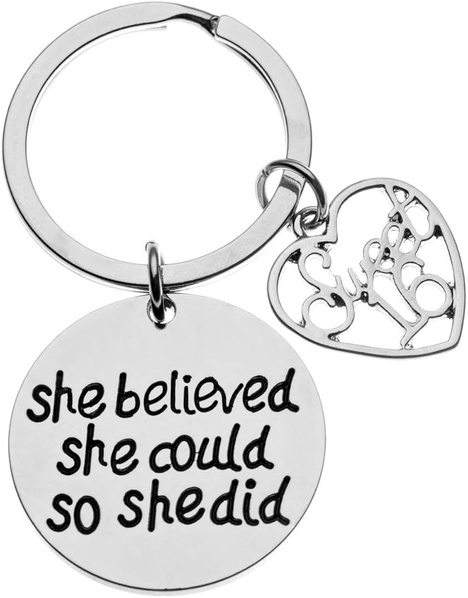 Sweet 16 Inspirational She Believed She Could So She Did Charm Keychain, Sweet Sixteen Jewelry Birthday Gift for Girls : Clothing, Shoes & Jewelry