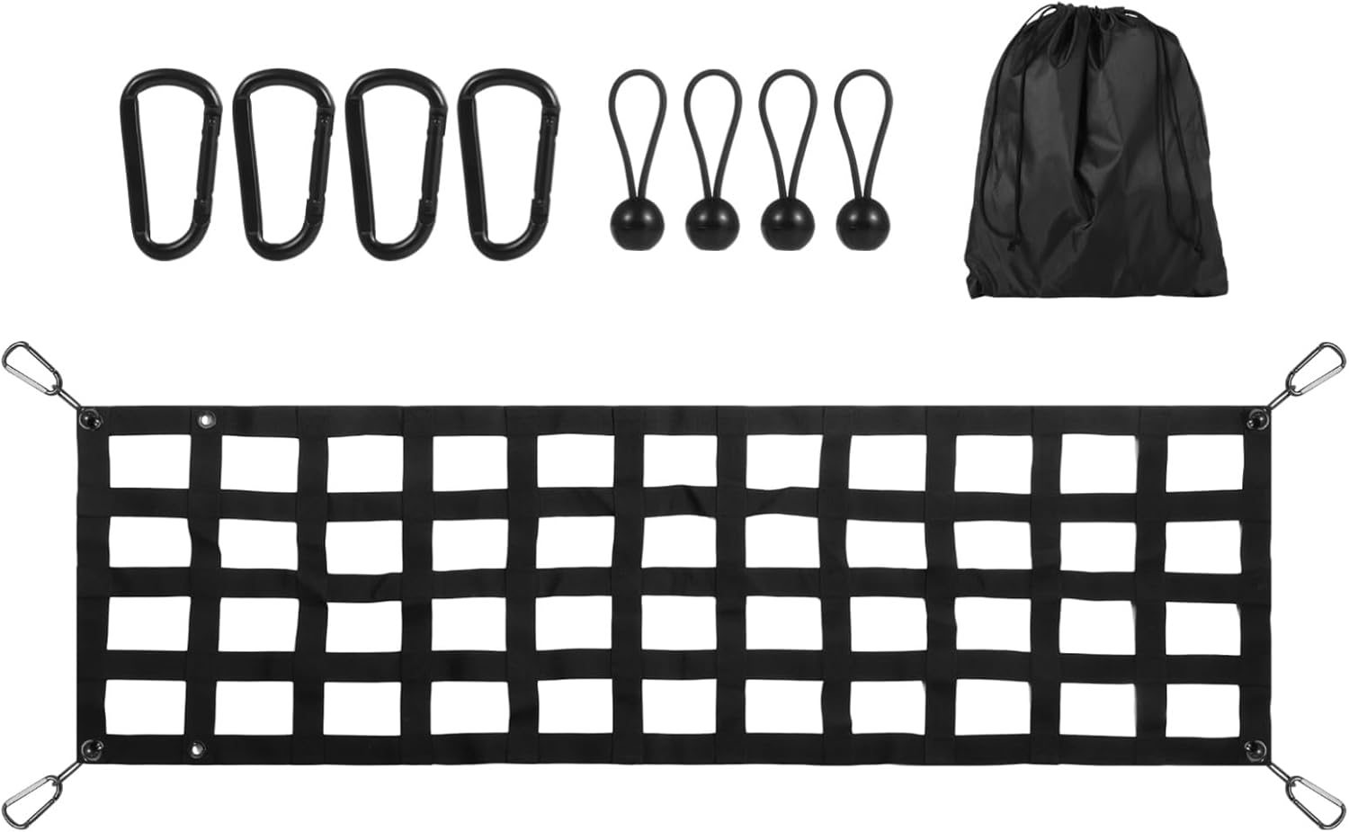 Tailgate Net for Full Size Truck - 60'' x 18'' Heavy Duty Cargo Net Compatible with Ford, Chevy, Dodge,Ram etc - Tail Gate Extender Nets for Pickup Truck Bed （Black）