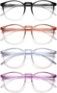 IBOANN 4 Pack Blue Light Blocking Glasses Women Men, Anti Eyestrain Computer Glasses, Retro Round Frames with Clear Lens