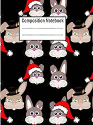 Rabbit Composition Notebook: Wide Ruled Lined Paper Journal-7.5x9.25 Inches-100 Pages- With Cute Christmas Rabbit Cover Pattern - Perfect gift for kids, teens, and adults