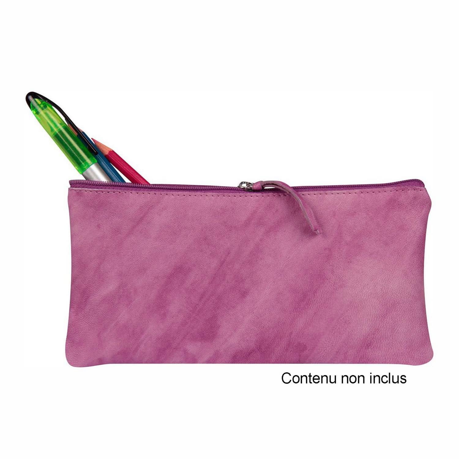 Clairefontaine, Ref 410177C, Tie & Dye Leather Flat Pouch, 22 x 11cm, Made From Genuine Lambskin Leather - Image 2