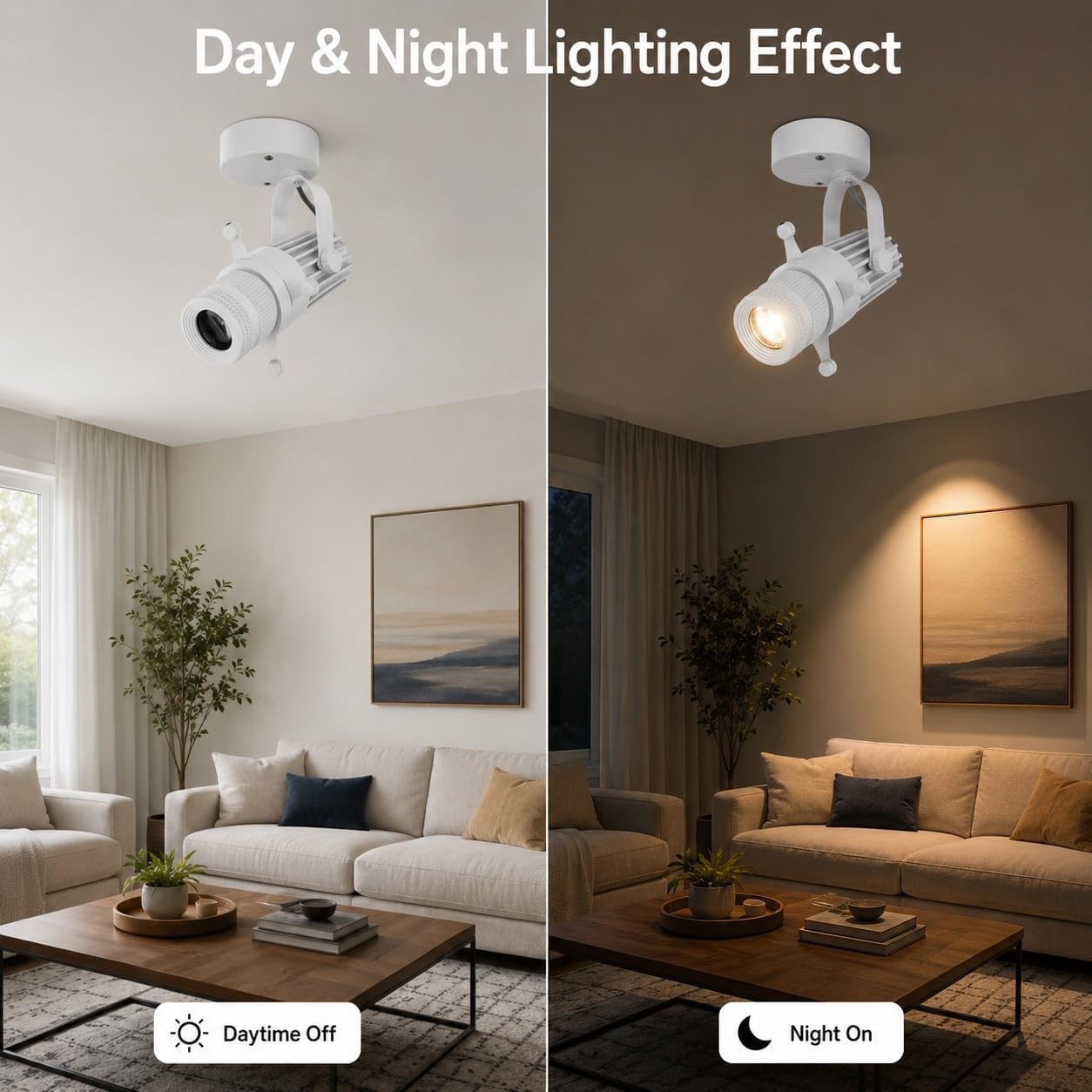 White Projection Spotlight, Adjustable Mount Ceiling Light | Indoor Directional Fixture, Framing , Shape Control, Gallery Display, Artwork, Museum, Shop, Hallway(3500K,10W)