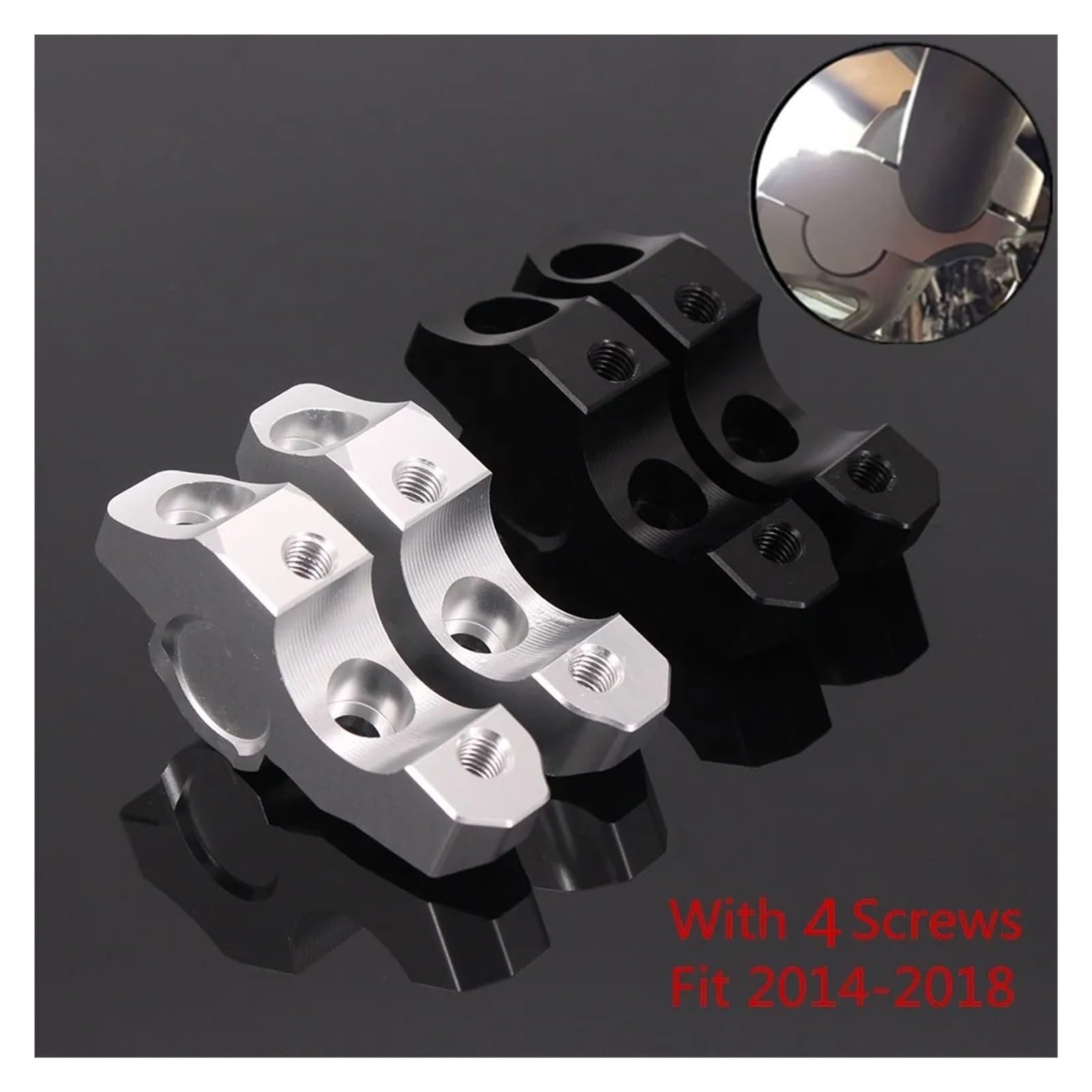 Rehausse Guidon Moto pour BMW S1000R S1000 R 2014 2015 2016 2017 2018 Moto 28mm Pince Barre poignée surélevée étendre Support Guidon Riser Montante Guidon Moto(Argent)