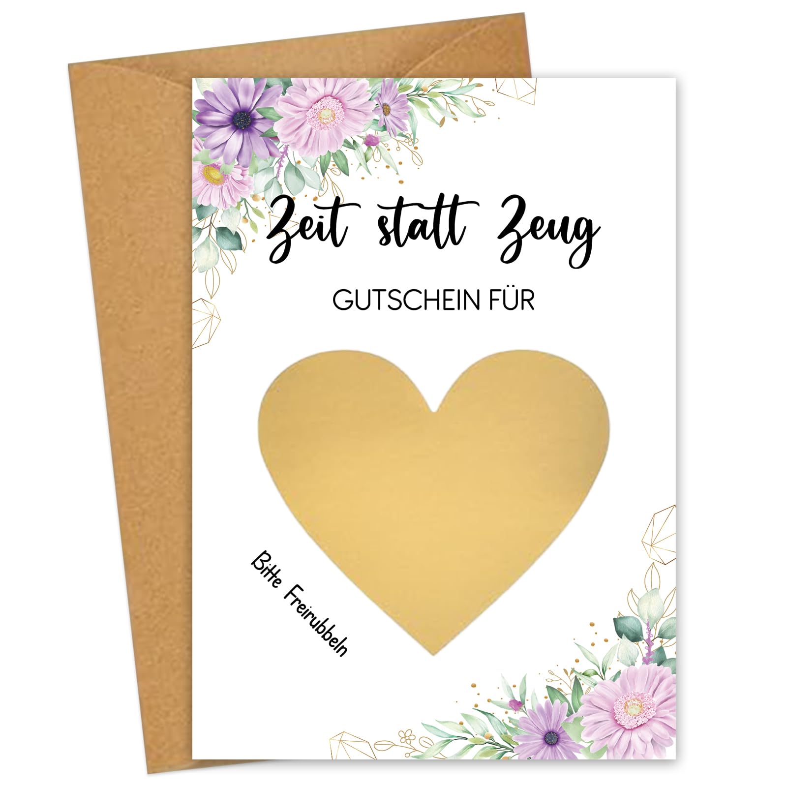 JOYEASE Zeit statt Zeug Gutschein zum selber ausfüllen - Rubbelkarten zum selber beschriften als Geburtstagskarte, Wunschgutschein - Gutscheinkarte für gemeinsame Zeit