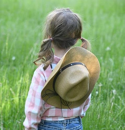 Straw Western Cowboy Hat For Toddler Girls Boys Summer Sun Hat Western Cowgirl For Kids 2-4Yrs Khaki #TOP1