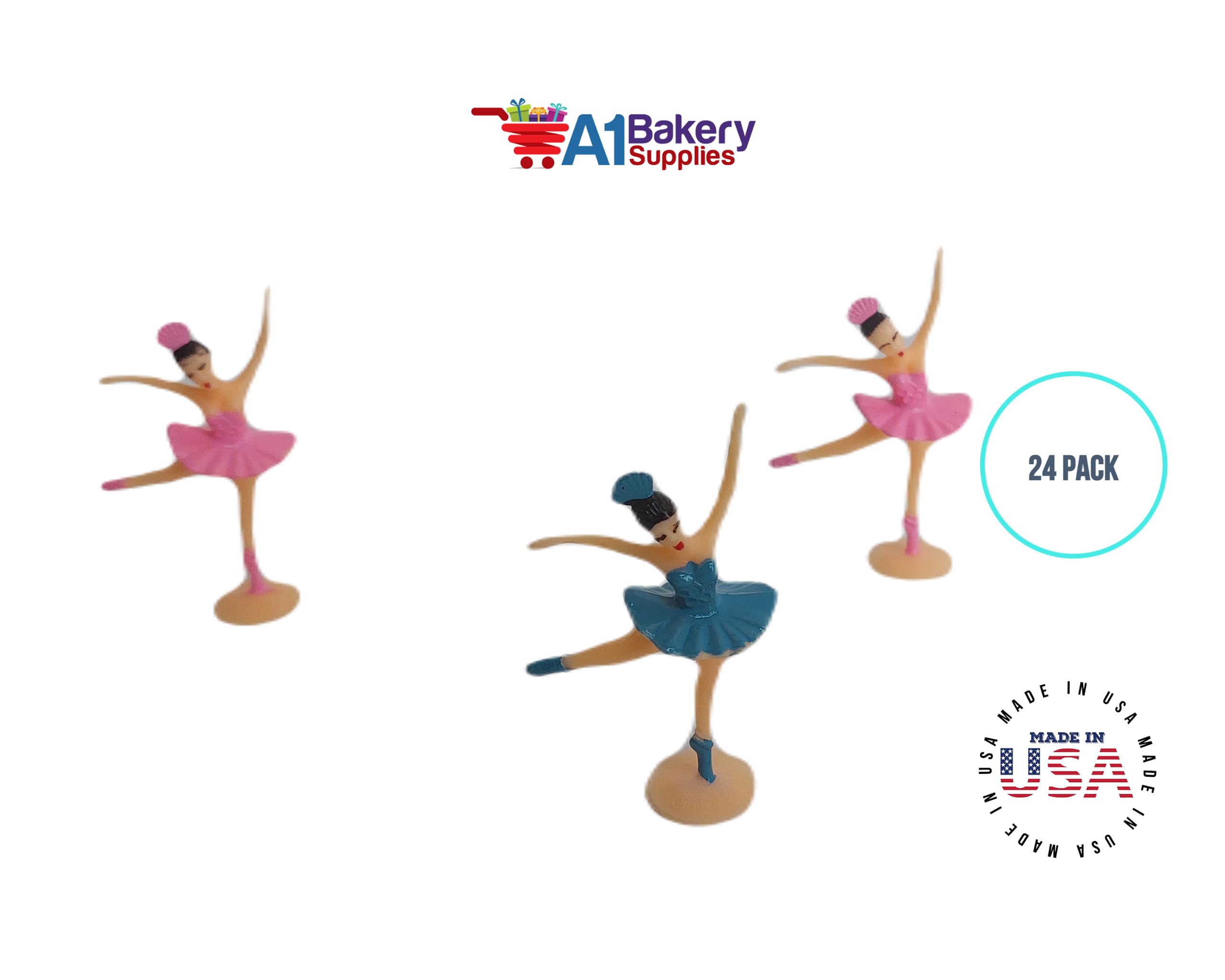 24 Pack Cake Toppers Cup Cake Toppers (Ballerina Figurines)