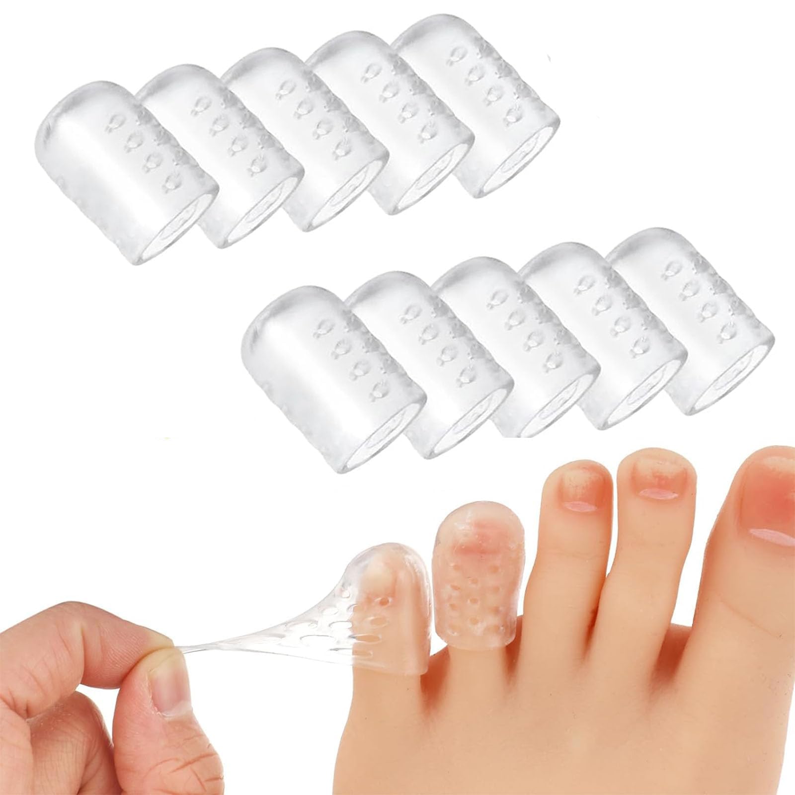 Tazweeq 10Pcs Silicone Anti-Friction Toe Protector Gel Toe Protectors, Breathable Toe Covers for Both Men and Women, Silicone Toe Protector Also Cushions Toe Corners and Protects Toes
