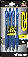 Pilot G2 Premium Gel Pens, Fine 0.7mm Blue Ink, 4-Pack - Longest Lasting Smooth Writing for School, Journaling & Office