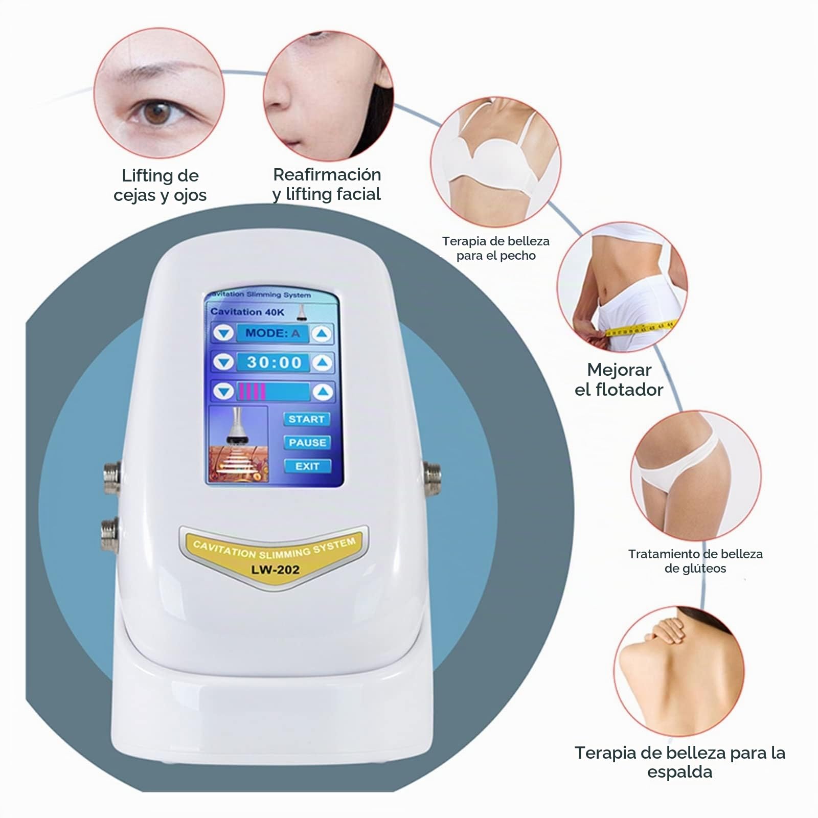 40KHZ 4IN1 Cavitación Ultrasónica Máquina de Adelgazamiento Corporal Dispositivo de Belleza Masajeador Facial Apriete la Piel Estiramiento Facial Succión al vacío