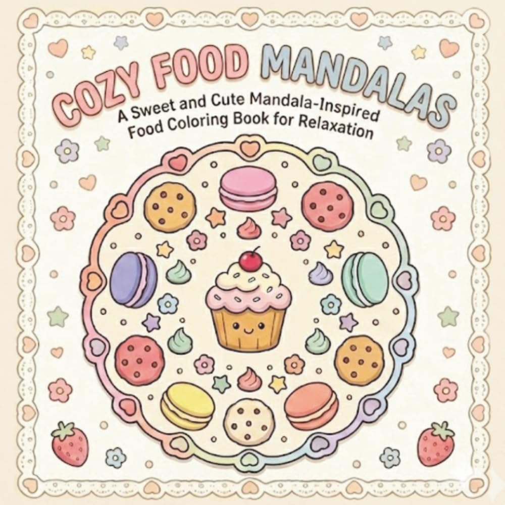 Cozy Food Mandalas: A Sweet and Cute Mandala-Inspired Food Coloring Book for Relaxation