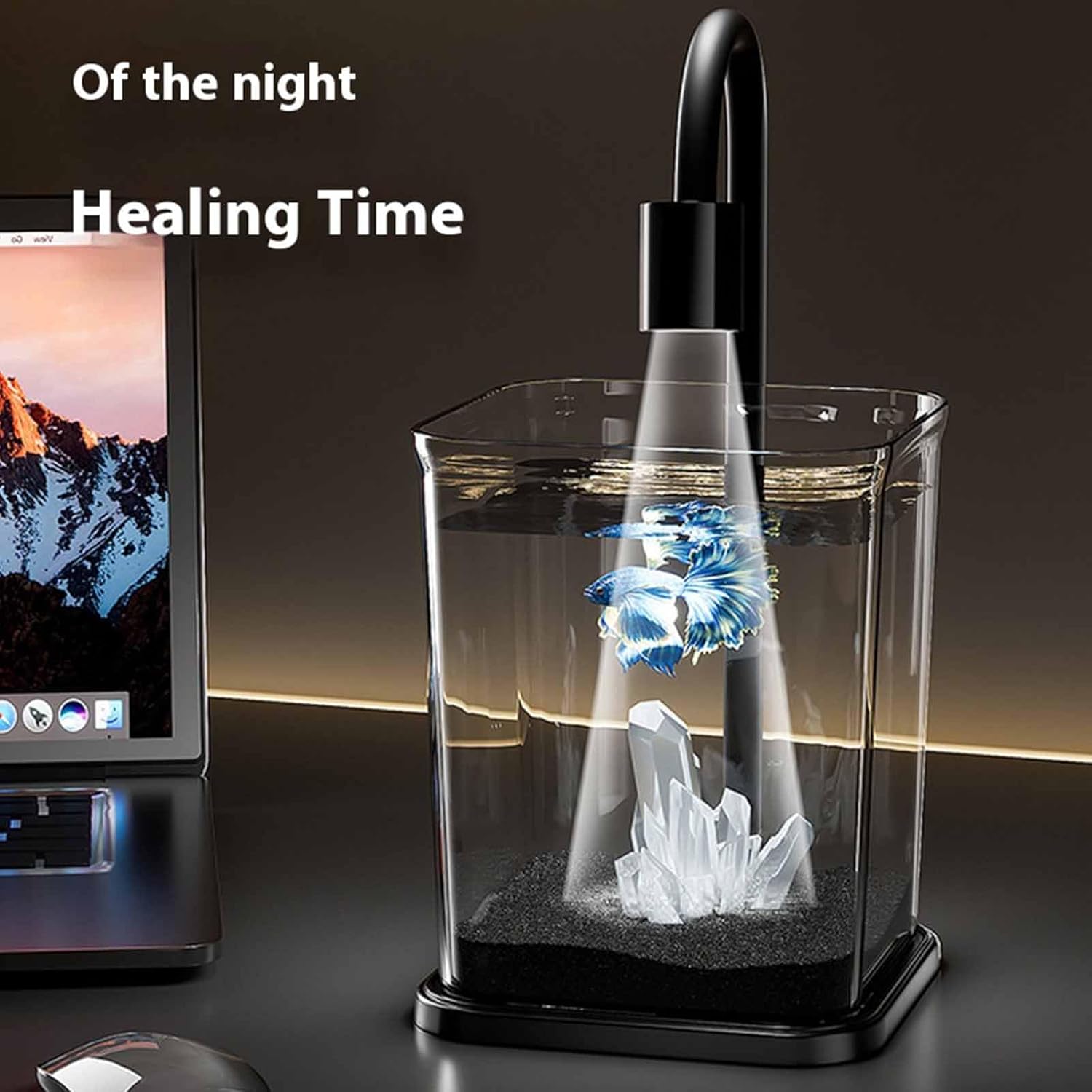 Explosion-Proof Desktop Betta Fish Tank, Creative Landscape Aquarium Kit Densely Covered with Breathable Feeding Holes Applies to DIY Enthusiasts