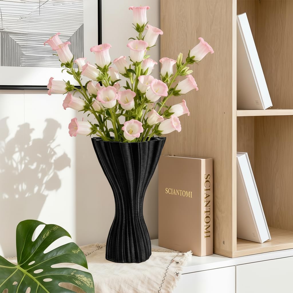 Minimalist Black Ceramic Vase, Irregular Organic Shape Decorative Flower Vase for Home Decor, Wabi-Sabi Modern Accent for Living Room Table Shelf - Image 4