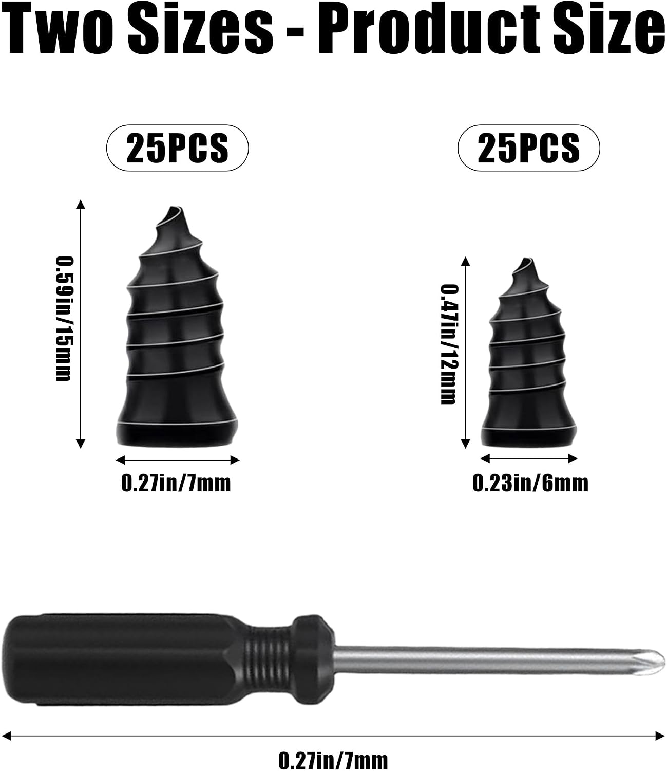 50 PCS Tire Repair Rubber Nails, Spiral Vacuum Tire Plug Kit, Fast Self-Service Puncture Repair Tools for Car, Truck, Motorcycle, Tractor Tire Puncture Repair