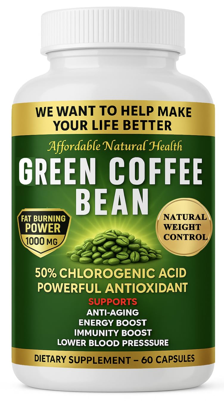 Heaven's Gate Green Coffee Bean Extract, 100% Pure Green Coffee Bean Capsules, 50% Chlorogenic Acid, 10,000 mg, 60 Capsules, 2 Month Supply, Non-GMO and Gluten Free, Traditional Herbal Supplement