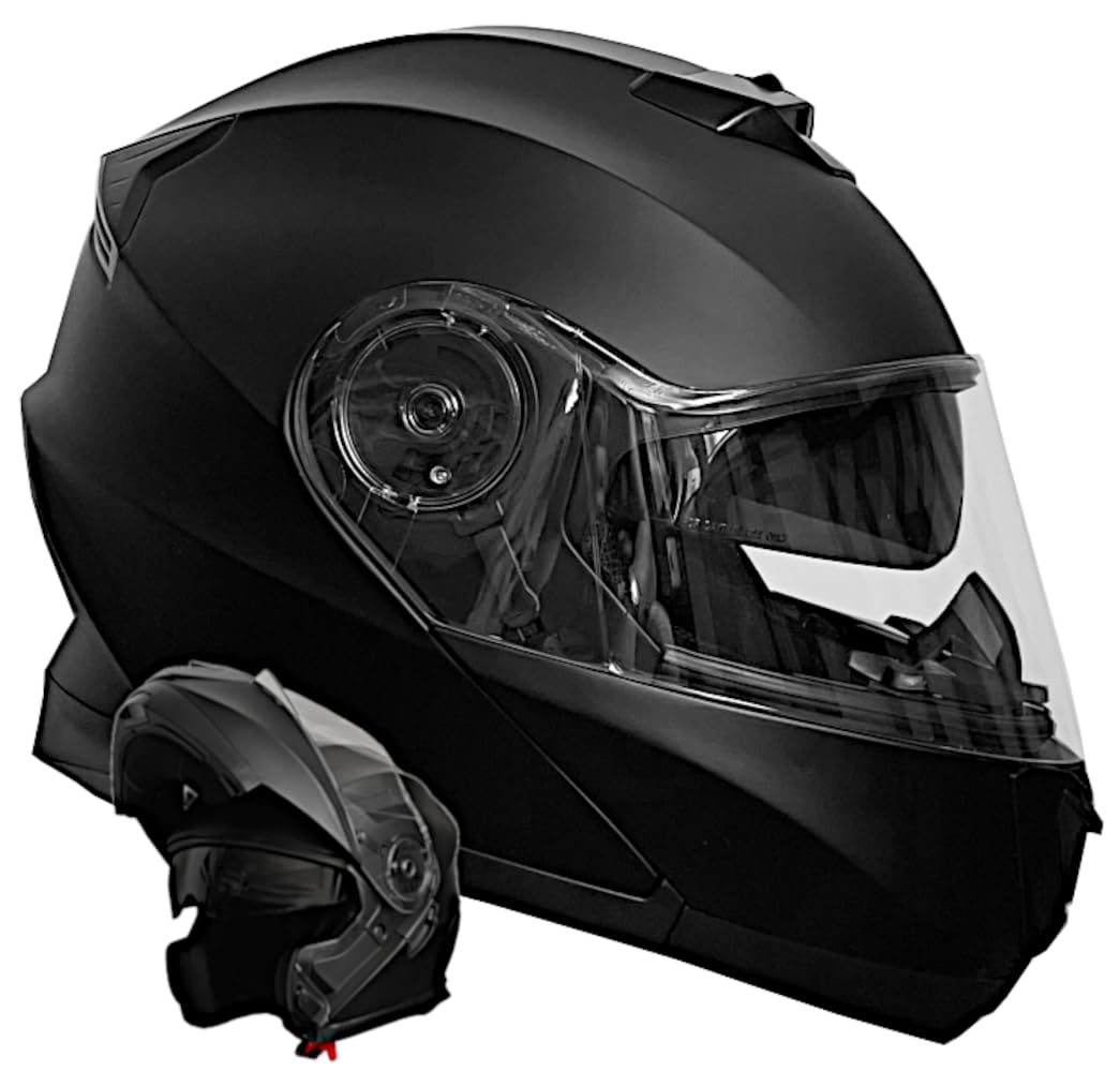 Klapphelm Integralhelm Helm Motorradhelm RALLOX 160-3 schwarz matt mit Sonnenvisier Größe S M L XL Sturzhelm
