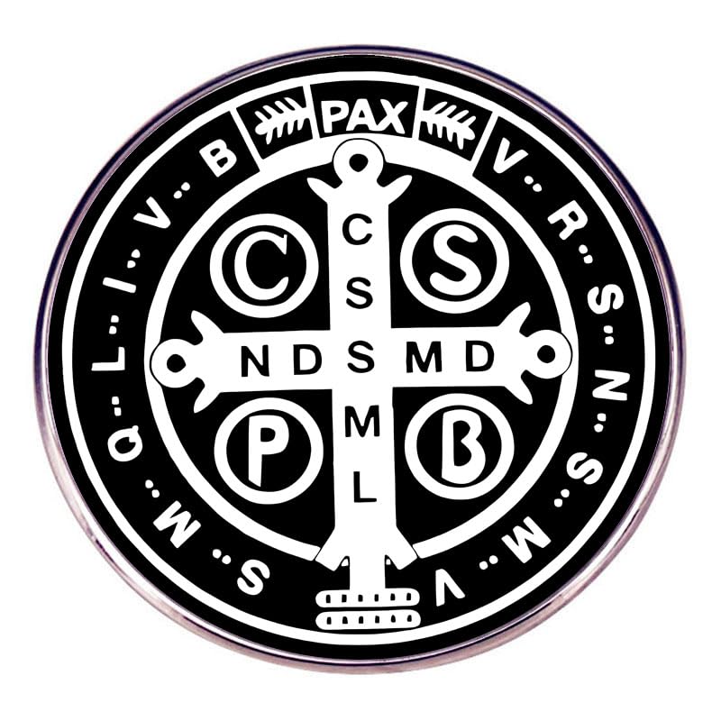Image of 2 Saint Benedict Medal Enamel Pins, Metal Alloy Badges Clothes Bags Hats Accessories