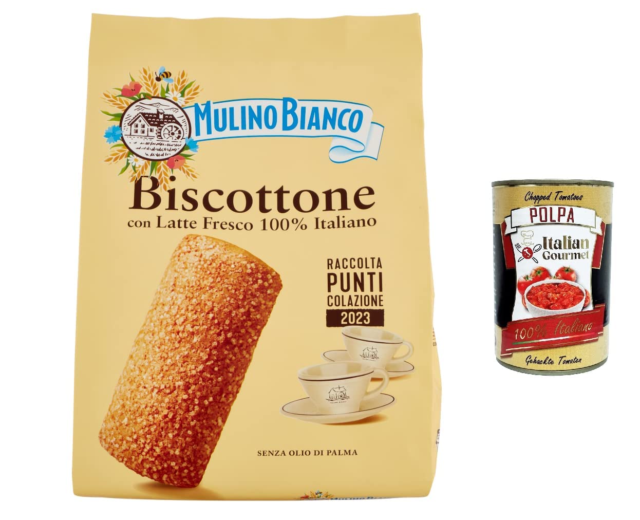 Italian Gourmet Bundle Biscottone 12x 700g + Italian Gourmet Polpa – italienische Frühstückskekse mit frischer Milch, große Milchgebäck Kekse, Kaffeegebäck, Mürbeteig Gebäck, Familienvorrat 8400g