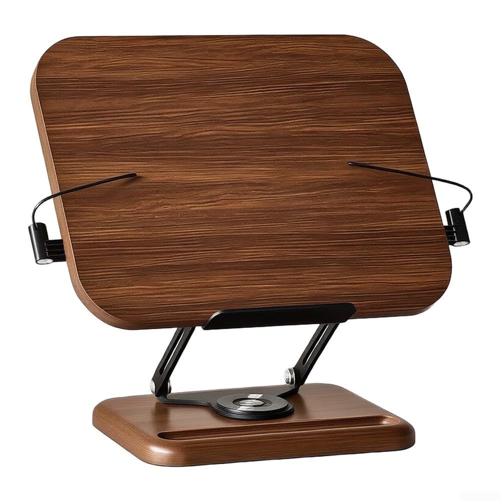 Verstellbarer Buchständer für holz Metall 34cm Rutschfest Verstellbarer(Black)