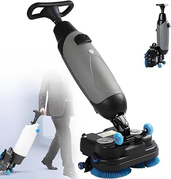 Floor Polisher Commercial, 17" Carpet Cleaning Machine, Floor Buffer Scrubber, Coverage 13000 Sqft/H, Industrial Floor Cleaning with Tank and 2 Brush Heads Grey