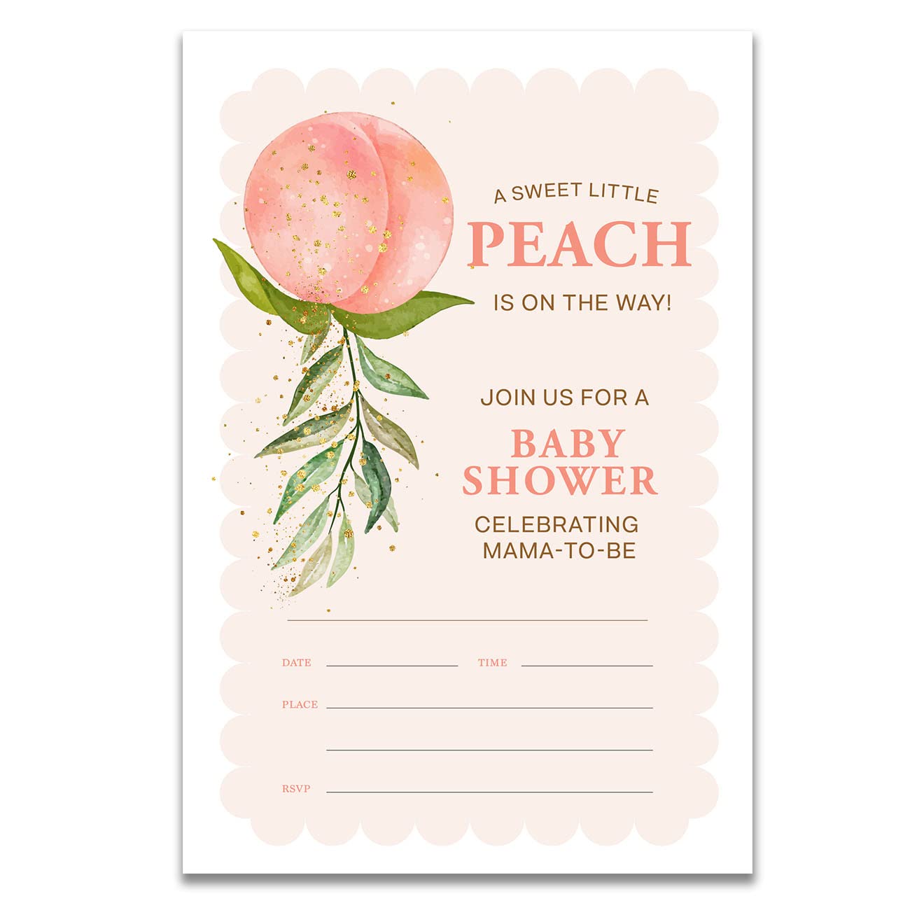 Babyparty Einladungskarten Mit Umschlägen – 20 Stück, Süßes „A Little Peach Is On The Way“ Design