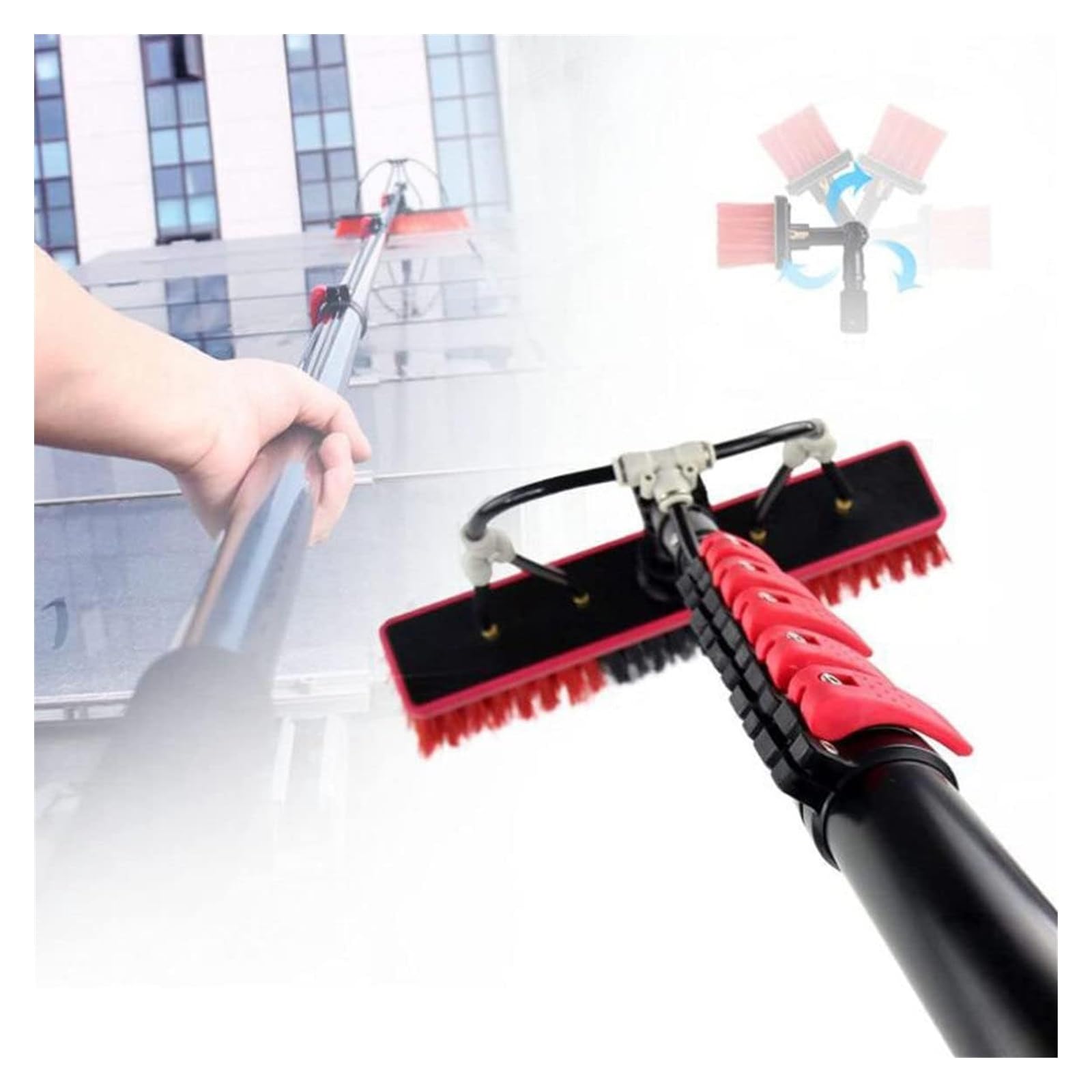 DUANHOZ Window Cleaning Pole, Water Fed Pole Kit, Aluminum Alloy Telescopic Pole Solar Panel Cleaning Brush Cleaning Photovoltaic Power Station,One Color,24FT/7.2M