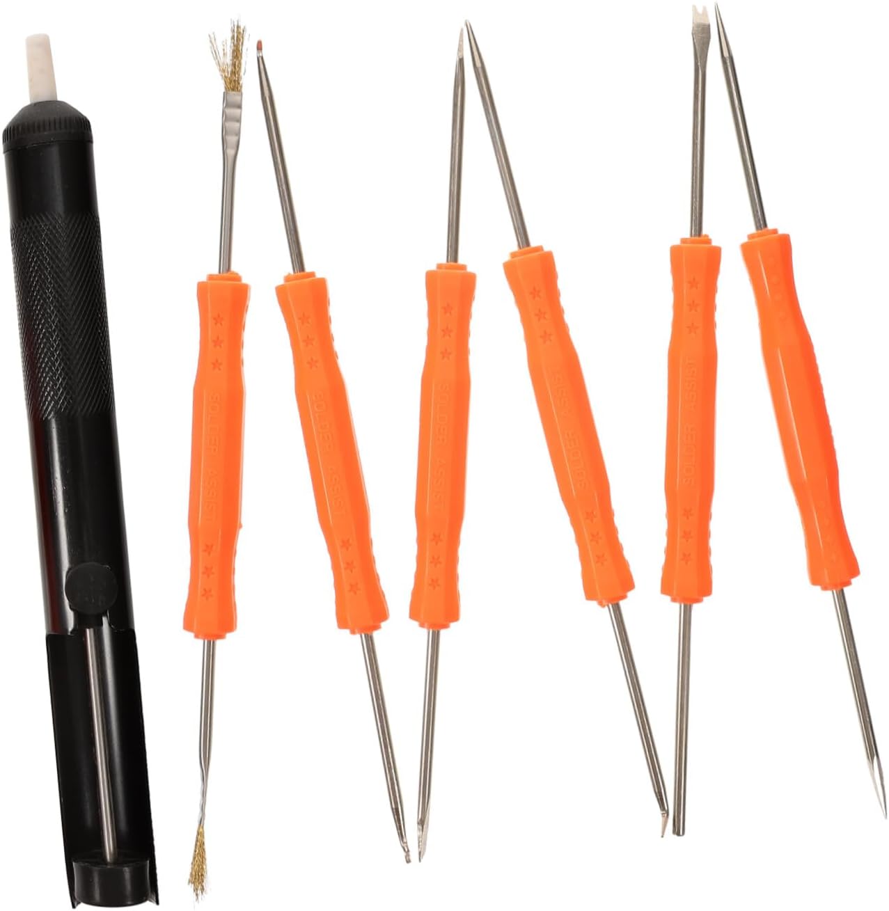 6pcs Soldering Assist Tool Kit with Desoldering Pump for Electronic Repair High-pressure Solder Sucker Wick for Pcb Maintenance Ergonomic Design