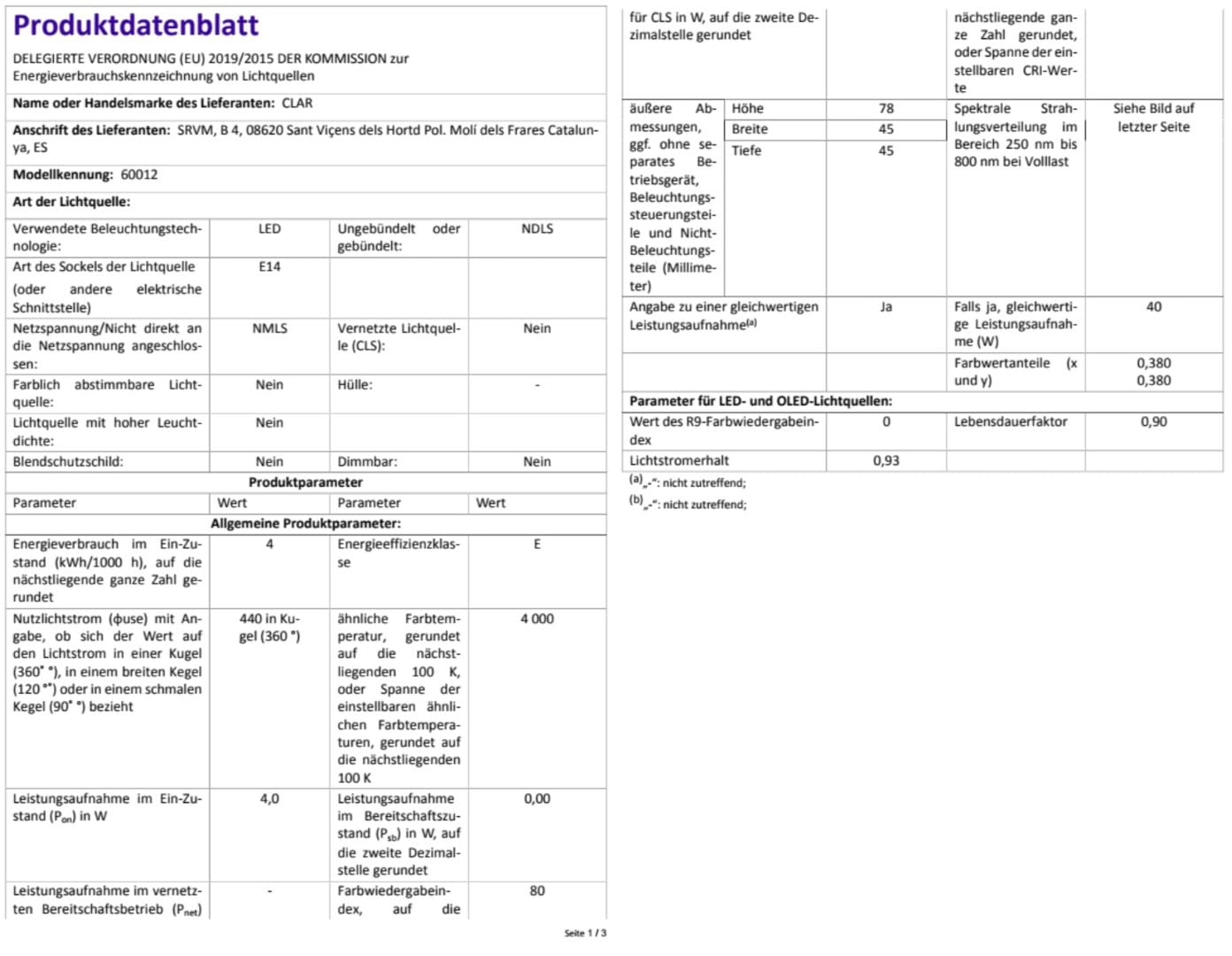 CLAR - E14 LED, Glühbirne E14, E14 Glühbirne, Leuchtmittel E14, LED Birne E14, LED Lampe E14, LED Glühbirne E14, E14 40 Watt, Birne E14, Glühbirnen E14, E14 LED 4000K, LED Filament, 4W (Pack 100)