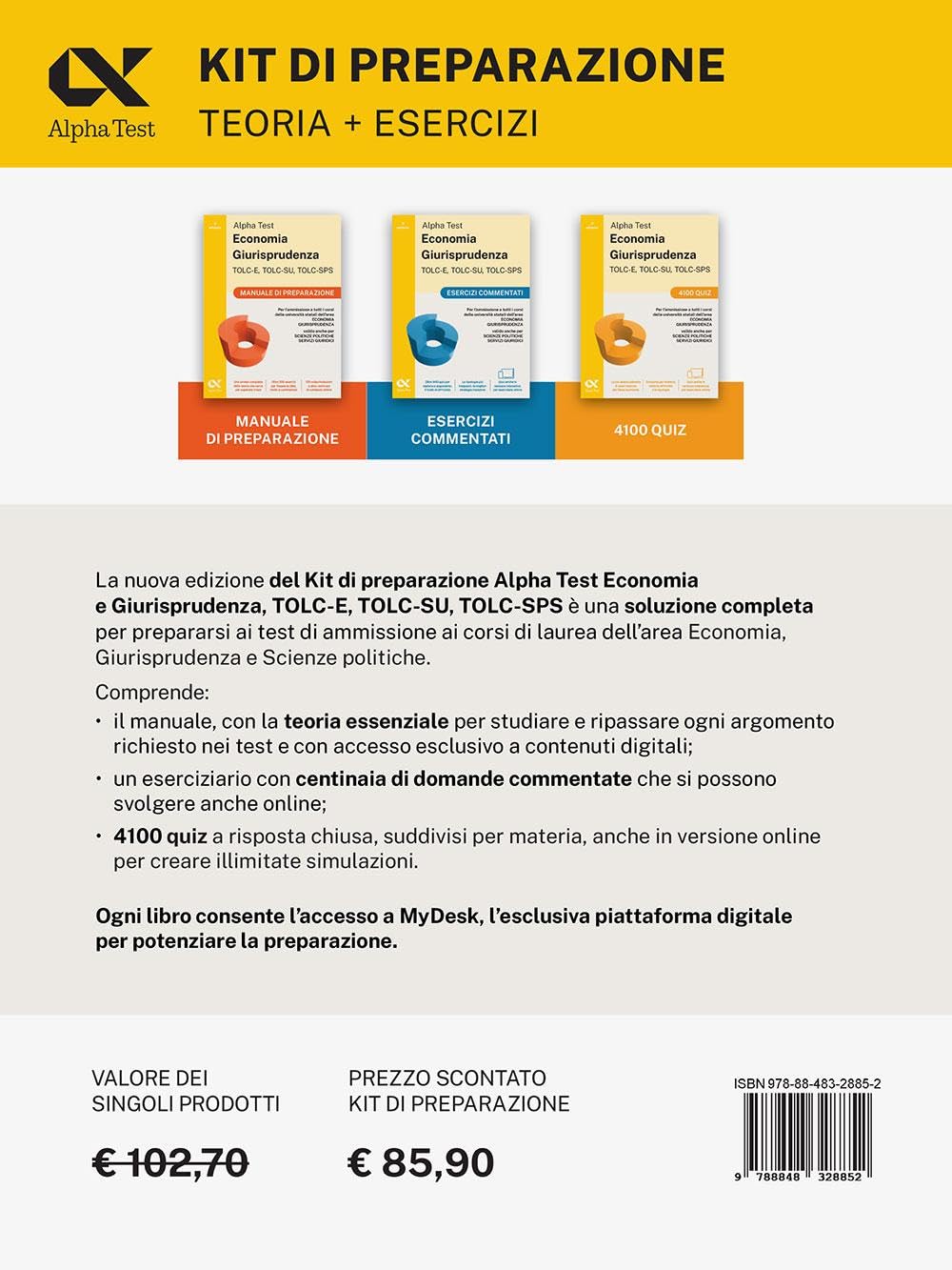 Alpha Test Economia Giurisprudenza TOLC-E, TOLC-SU, TOLC-SPS 2026-2027. Kit di preparazione. Per test di ammissione universitari. Con piattaforma e simulatore online