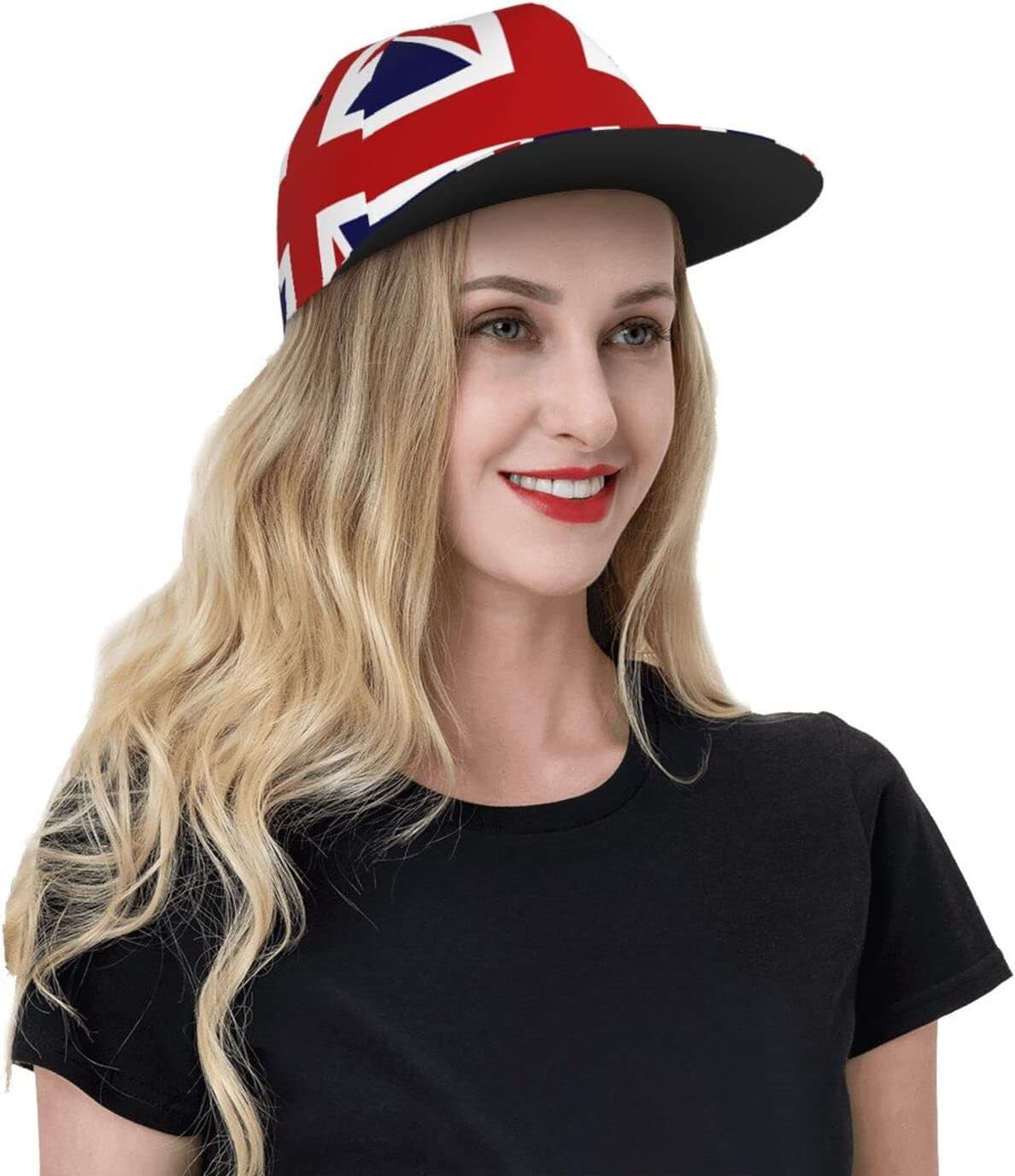 Retro UK British Flag Flat Baseball Hats Snapback Hat Brim Baseball Cap for Women Men Adjustable Hat