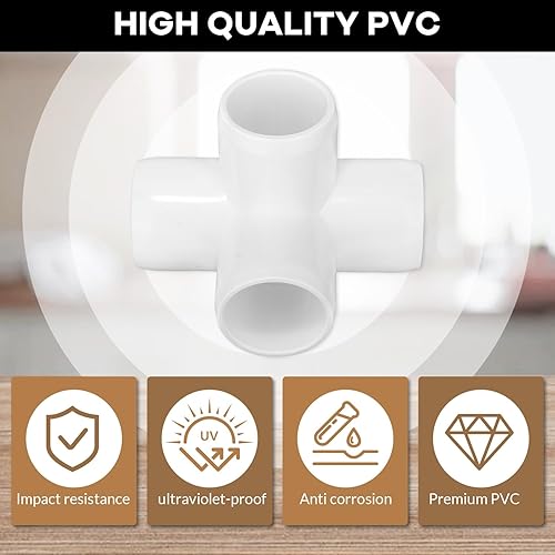 Miniatura 17 de Paquete de 12 accesorios de tubería de PVC de 3/4 pulgadas de 90 grados, conectores de tubería de PVC de grado recto de 2 vías para muebles, 2 vías