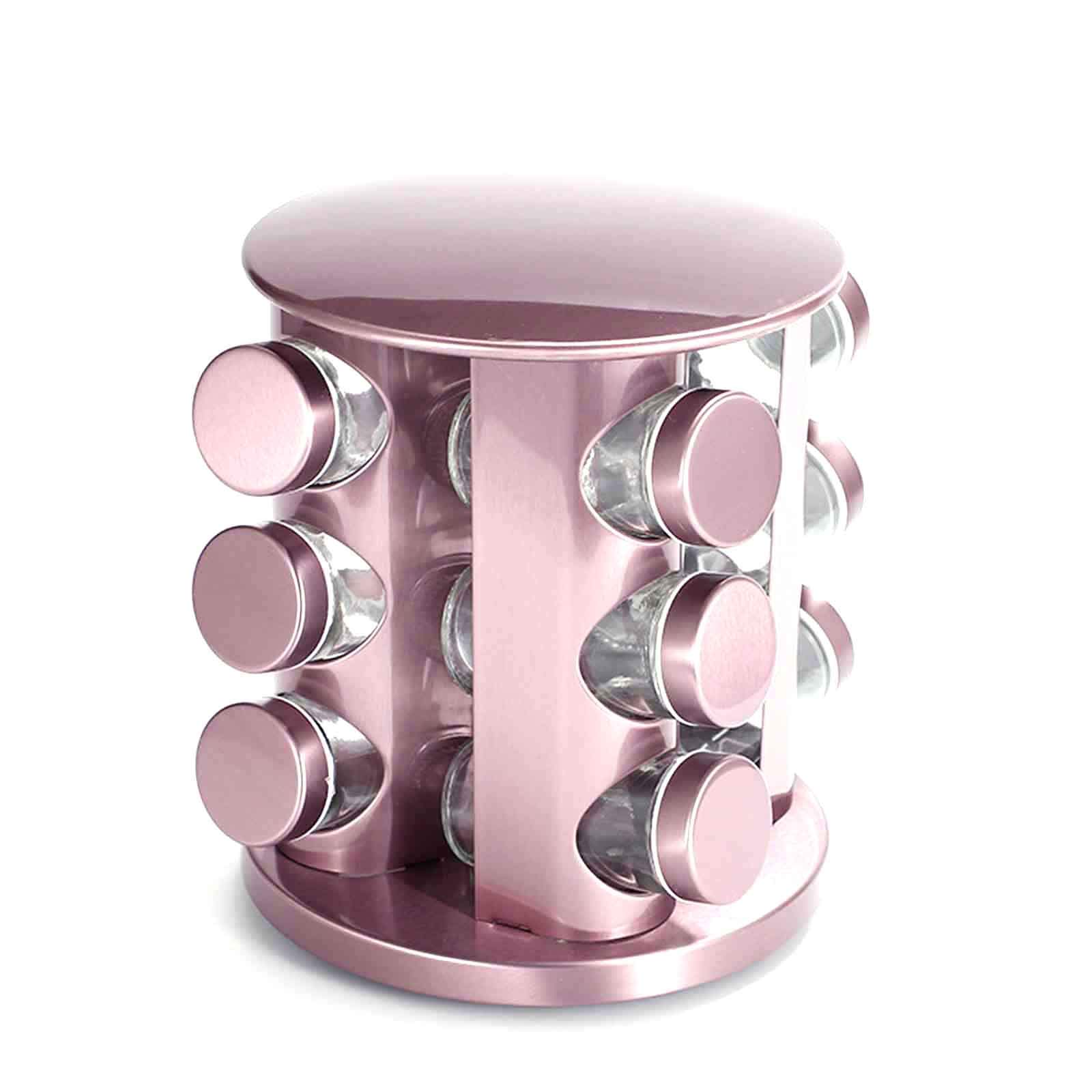 Estante giratorio para especias – Carrusel de 12 tarros de hierbas y condimentos, almacenamiento de encimera de cocina morado para un fácil acceso y solución de ahorro de espacio, perfecta para chefs