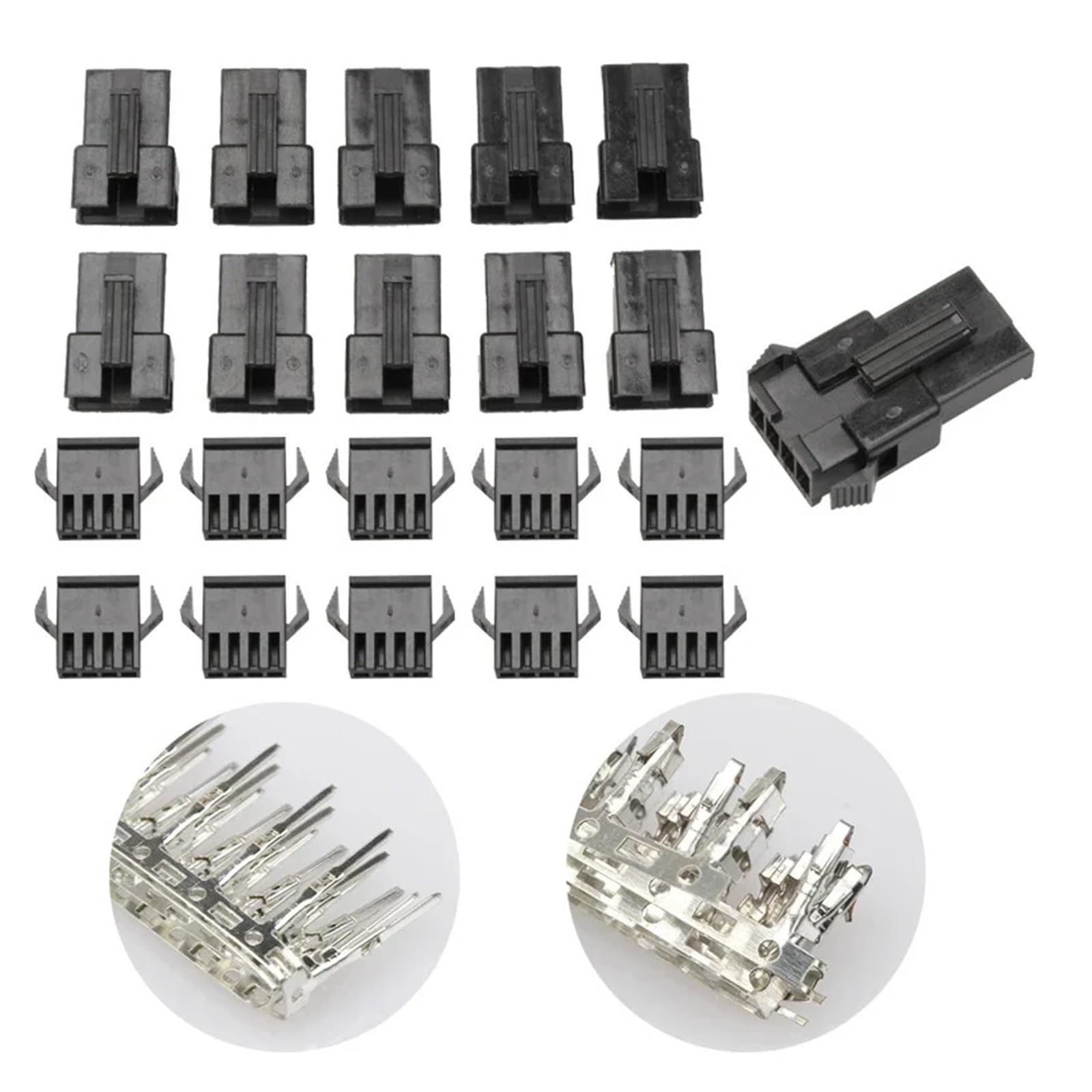 Cosses électriques JST 2.54 mm kit de 100 connecteurs mâles femelles à 4 trous SM-04M 04F