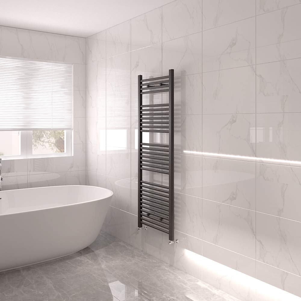 Nrg Anthracite Bathroom Modern Straight Heated Towel Rail Radiator Central Heating Ladder Rad 1500X500mm