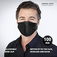 Vista 6 de Keangs - KN95 - Mascarillas para adultos y adolescentes, transpirables, protectoras, desechables, paquete de 100 unidades, color negro