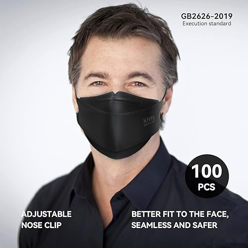 Miniatura 6 de Keangs - KN95 - Mascarillas para adultos y adolescentes, transpirables, protectoras, desechables, paquete de 100 unidades, color negro