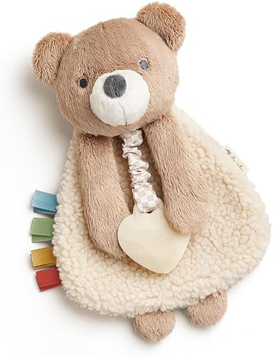 Itzy Ritzy - Itzy Lovey incluye mordedor - Baby Lovey con mordedor, cintas texturizadas y brazos colgantes - Cuenta con sonido arrugado, tela Sherpa