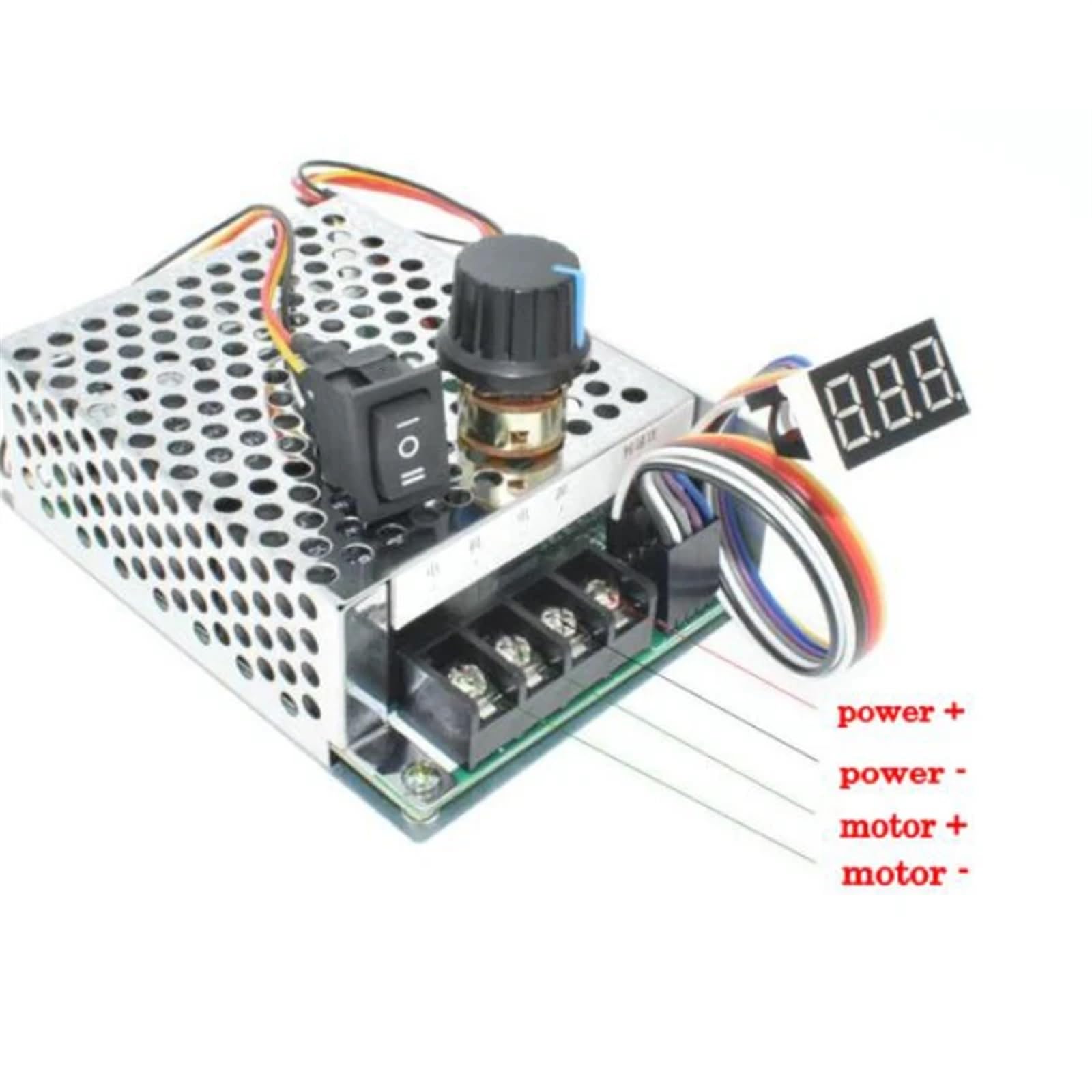 Regolatore di velocità del Motore DC 40A Max 60A 10V-50V Display Digitale 0 ~ Regolabile avanti e Indietro con Guscio in Alluminio