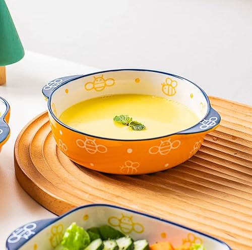 Miniatura 8 de Precioso plato para hornear de cerámica de abeja pintado a mano con asas, bandeja para lasaña, cacerola, bandeja para hornear para cocinar, cena de