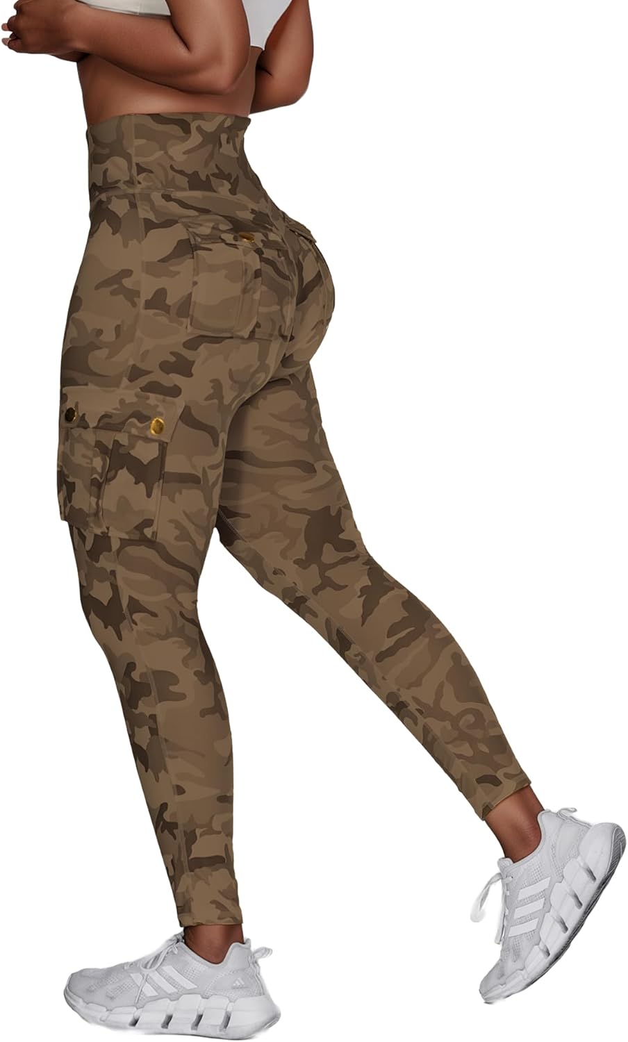 Cargo Leggings with Pockets for Women High Waist Butt Lifting Leggings Tummy Control Yoga Pants - Image 3