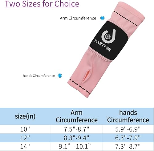 Vista 6 de HARTPOR Mangas de brazo de voleibol que pasan las mangas del antebrazo con almohadilla de protección y agujero para el pulgar para los jóvenes