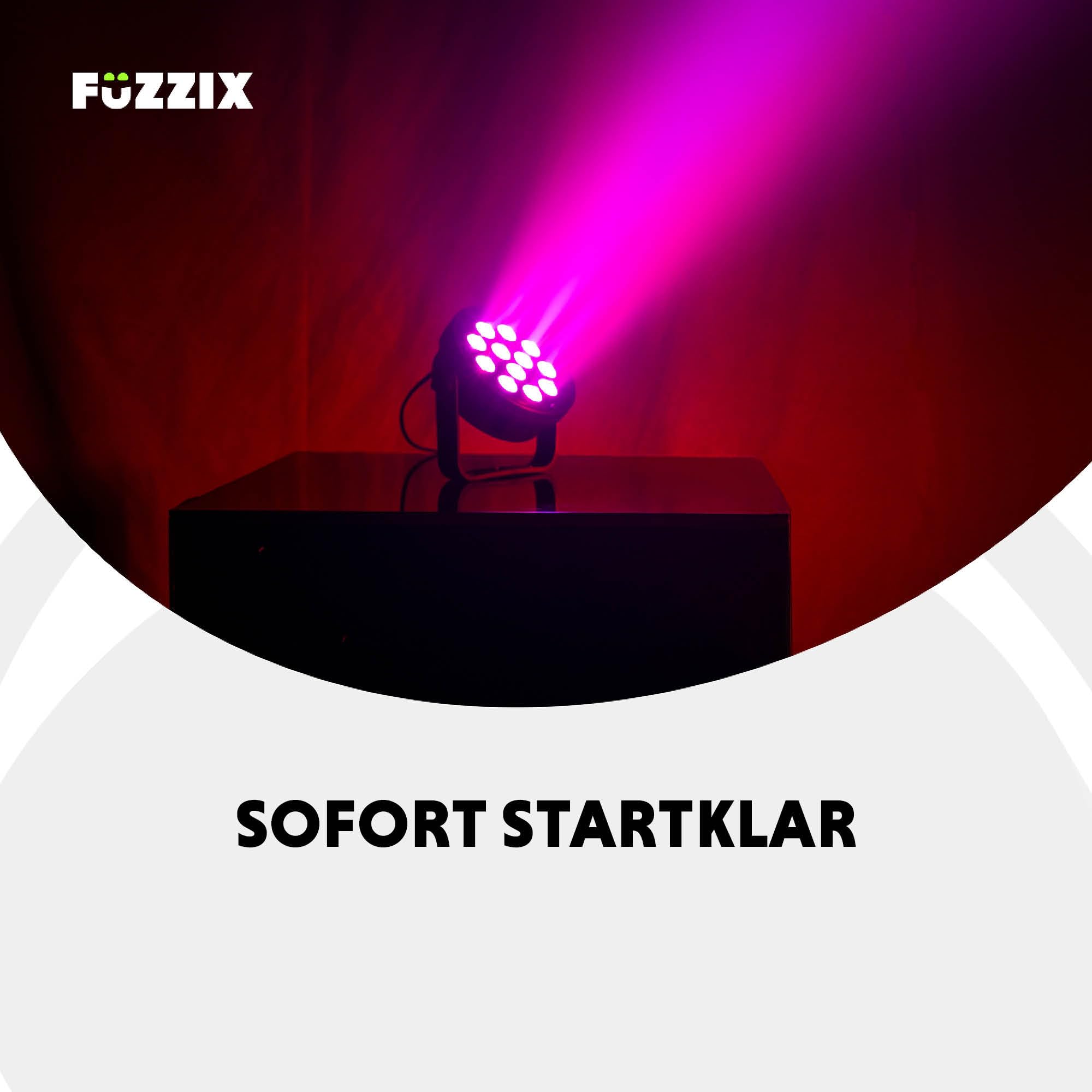 BeamZ Fuzzix Comet M12 - Bühnenlicht LED Par 4er Set - Kraftvolle PAR Strahler - 12x RGB LEDs - Discolicht Partylicht - Fernbedienung - für DJ Bühnenbeleuchtung, Partys, Halloween