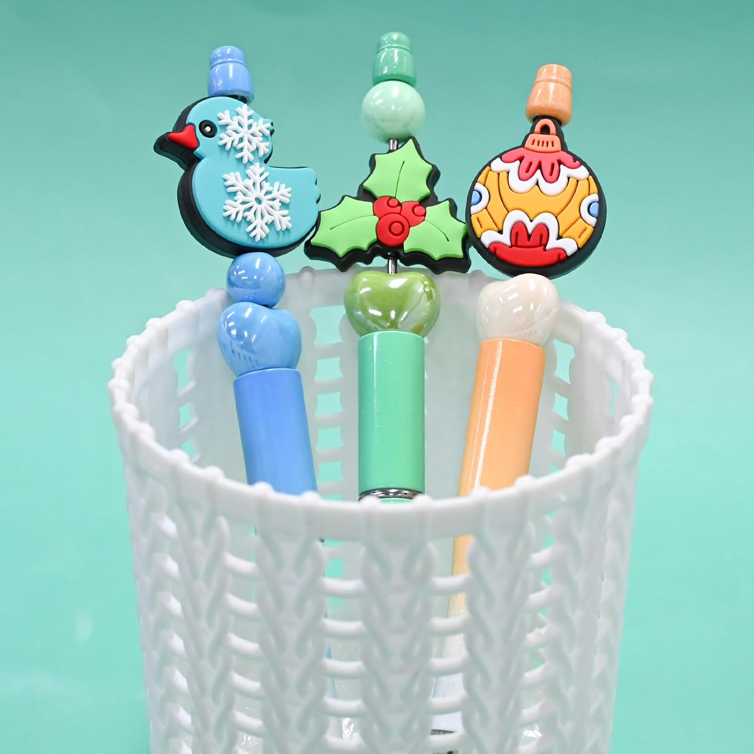 50PCS Christmas Focal Beads for pens, Silicone Focal Beads Bulk for Bead Pens Keychain Jewelry Making Bracelet Lanyard Making Kit