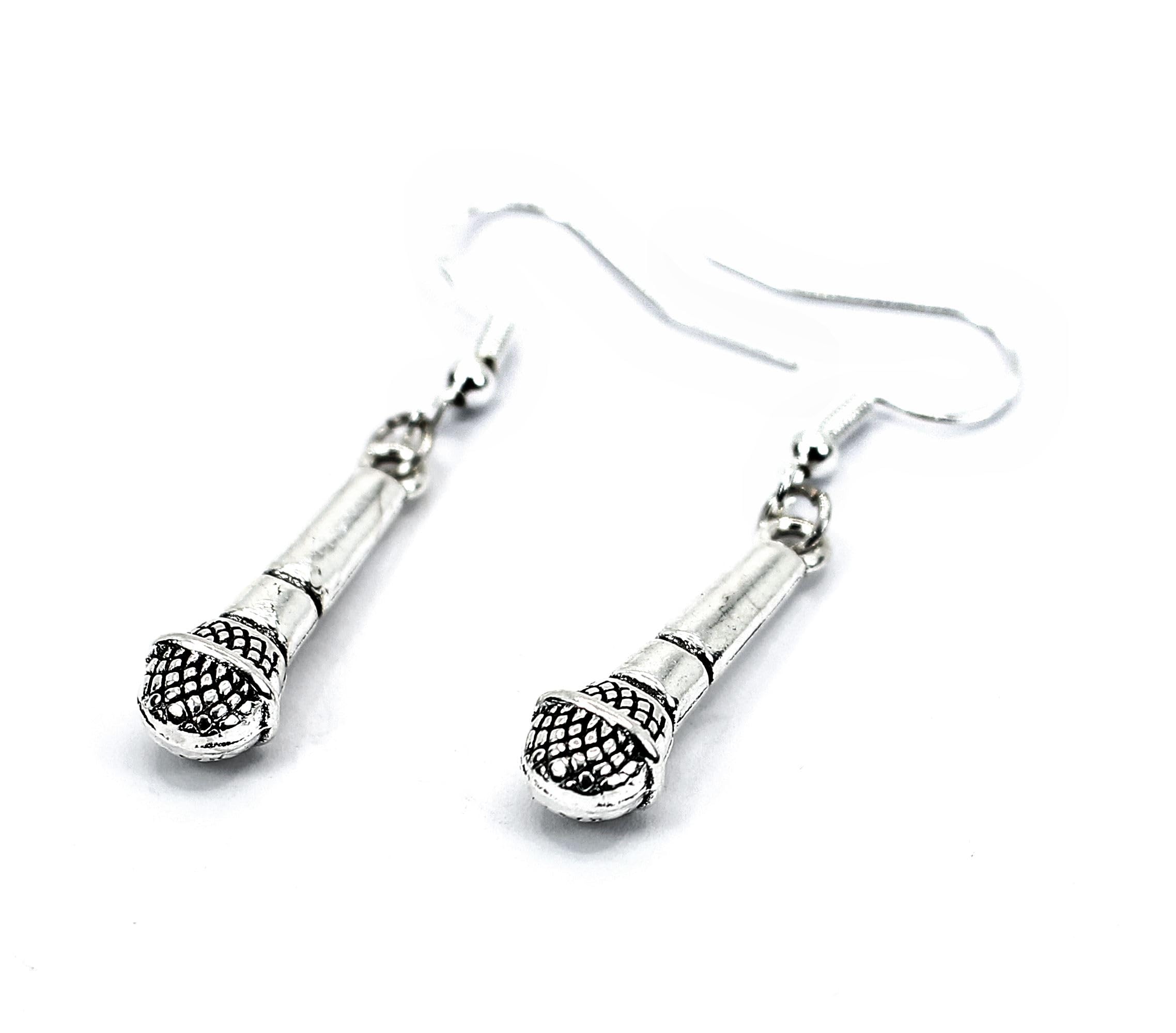 Micraphone Earrings, Ideal Music Gift, Drop is 2.5 cm, Singers Present, Handmade in Cornwall
