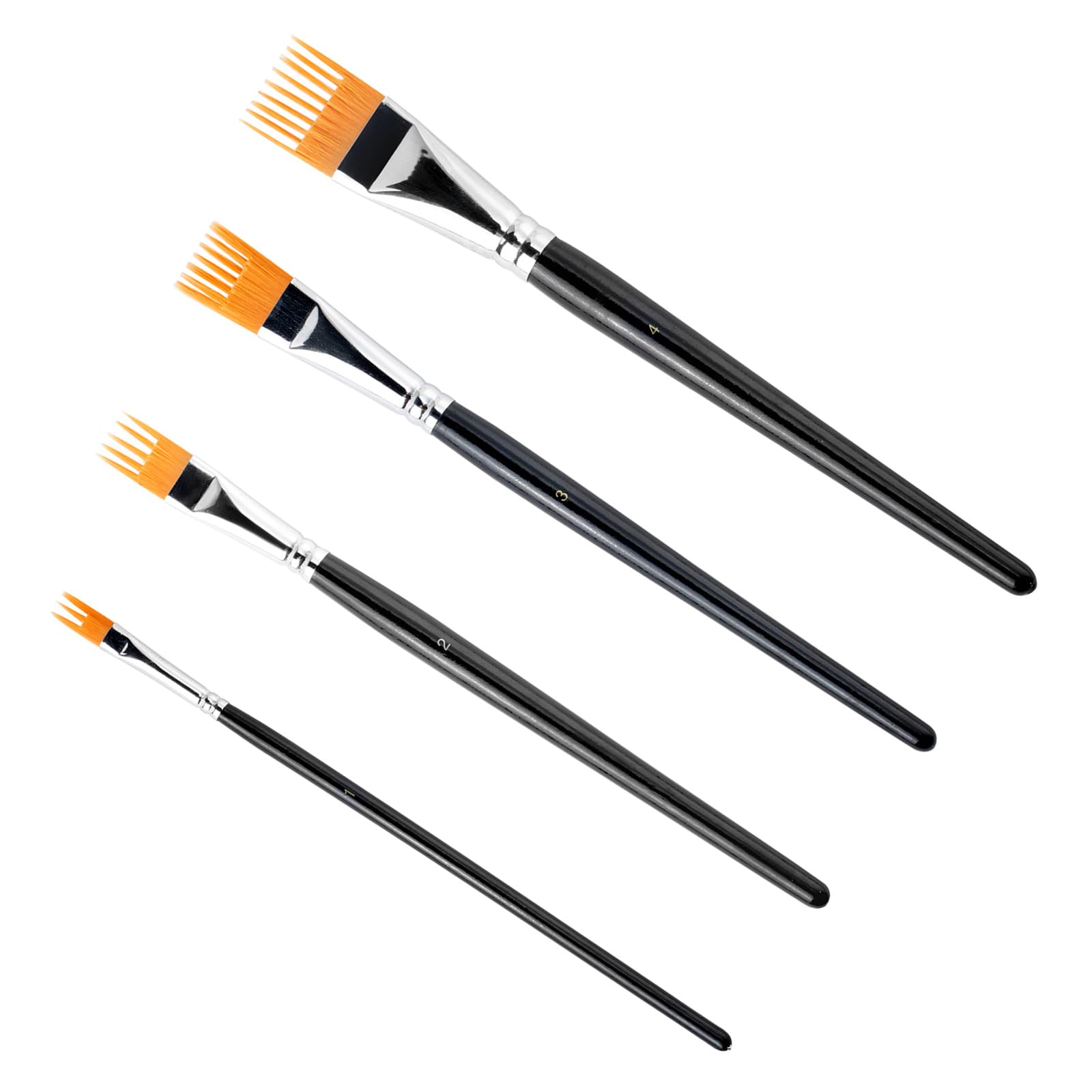 Kalttoy 4Pcs Artist Flat Tip Watercolor Brush Set for Chinese Inks Wash, Landscape Detailing and Broad Washes Watercolor Paint Brushes Set