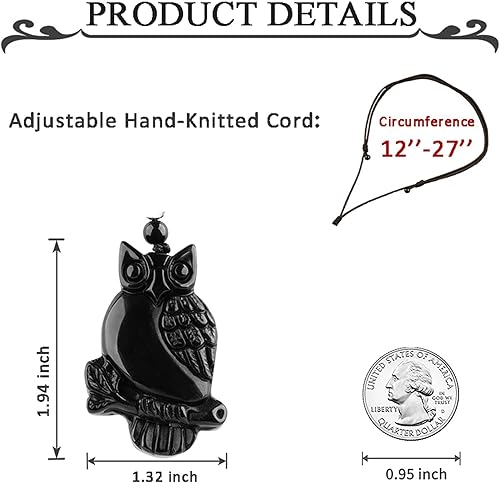 Miniatura 8 de TIKCAUZ Collar de obsidiana negra de cristal natural y piedra curativa con cuerda ajustable, hecho a mano, joyería de piedras preciosas para hombres