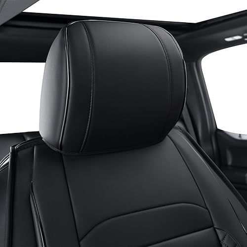 LUCKYMAN CLUB Fundas de asiento de piel sintética F150, aptas para 2015-2023 F150 SuperCrew SuperCab Cab 2017-2023 F250 F350 F450 Super Duty Crew
