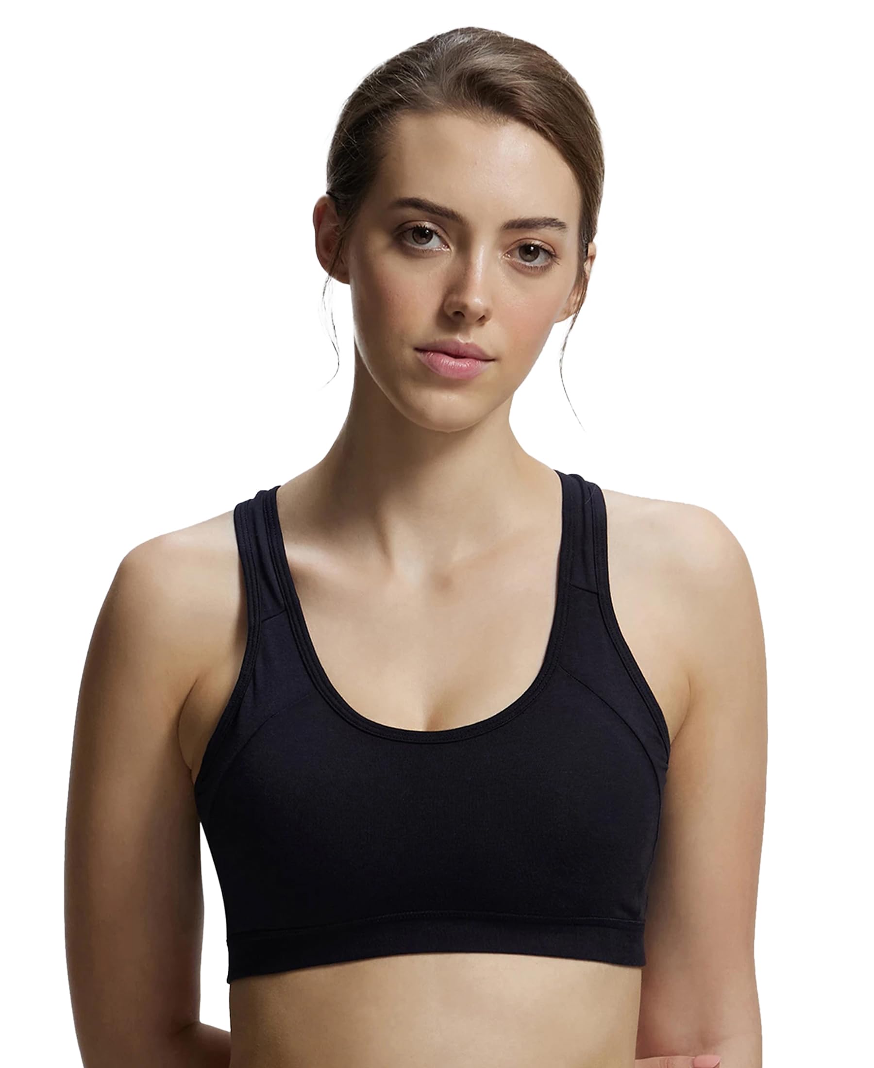1380 Women's Wirefree Padded Super Combed Cotton Elastane Stretch Racer Back Styling Active Bra with Stay Fresh Treatment (Prints May Vary)