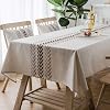 AMZALI Elegant Embroidery Spill-Proof Water-Proof Resistance Table Cloth Wrinkle Free Heavy Weight Cotton Linen Tablecloth Fabric Cover for Outdoor and Indoor Rectangle,53 x 87 Inch