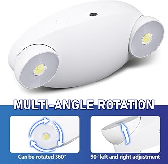 Baquler 4 Pack LED Emergency Lights for Business with Battery Backup Adjustable Two LED Bug Eye Head, Ac 120/277V Commercial Emergency Lighting, Wall Mount, Hard Wired, Fire Resistant, Ul Certified