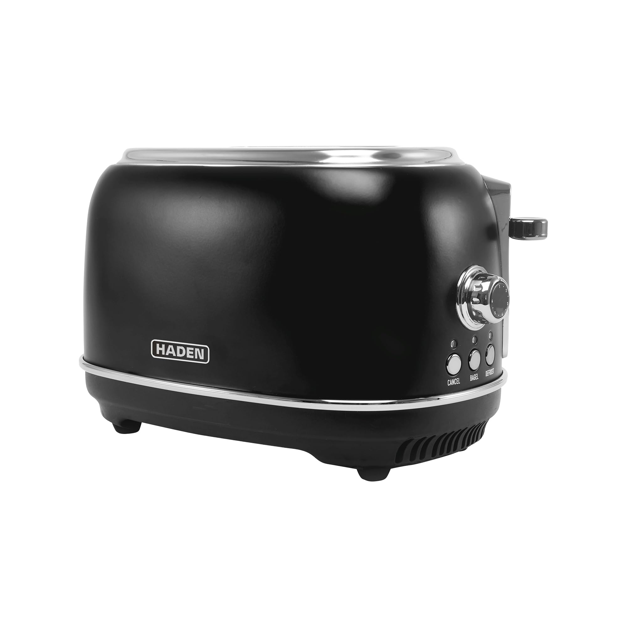 Haden Heritage 2 Slice Wide Slot Stainless Steel Toaster with Adjustable Browning Control & Non-Slip Feet, Black & Chrome